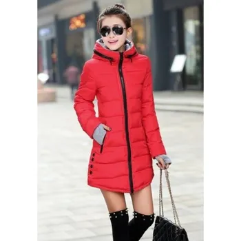 Dámská dlouhá zimní bunda J2322 červená S