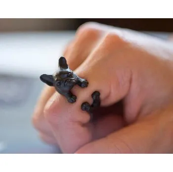 Prsten Dámský prstýnek se psem černá