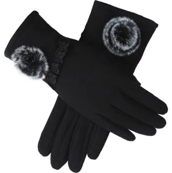 Rukavice Dámské rukavice s bambulí J822 černá