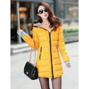 Dámská dlouhá zimní bunda J2322 žlutá S