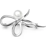 Stříbrná brož Darla s bílou přírodní perlou