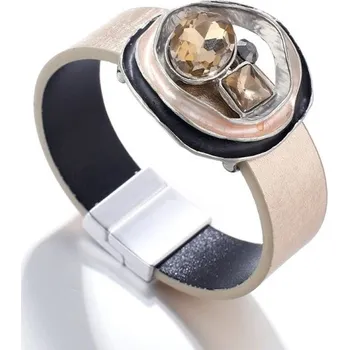 Náramek Dámský kožený náramek H484 béžova