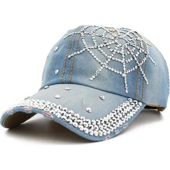 Kšiltovka Dámská džínová kšiltovka s kamínky T8 světle modrá