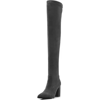 Dámské kozačky Dámské kozačky nad kolena A682 tmavě šedá 34