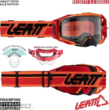 Motocyklové brýle MX brýle LEATT Velocity 6.5 Flame 2025