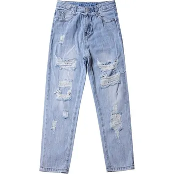 Dámské džíny Dámské 3/4 džíny s dírami M