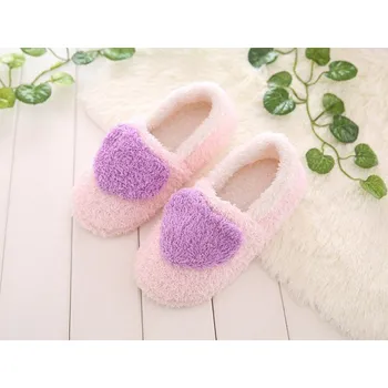 Dámské pantofle Dámská domácí obuv - Bačkory se srdcem fialová 37