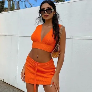 Dámská sukně Dámský crop top a sukně B983 M