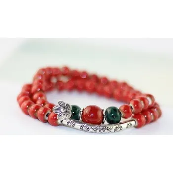 Náramek Dámský dvojitý náramek H406 červená