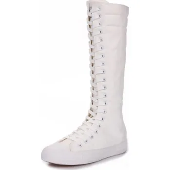 Dámské kozačky Dámské šněrovací kozačky bílá 43