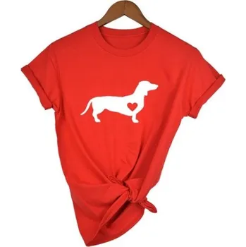 Dárková krabička Dámské tričko s potiskem jezevčíka červená XS