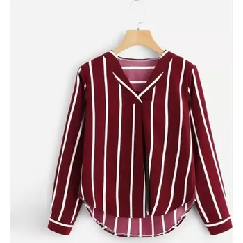 Dámská halenka Dámská pruhovaná halenka vínová XS