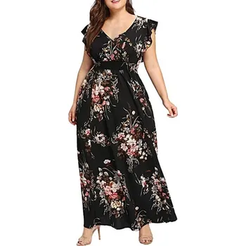 Dámské šaty Dámské maxi šaty plus size černá 3XL