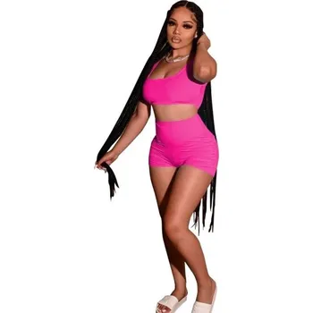 Dámské kraťasy Dámský crop top a kraťasy B1126 tmavě růžová L