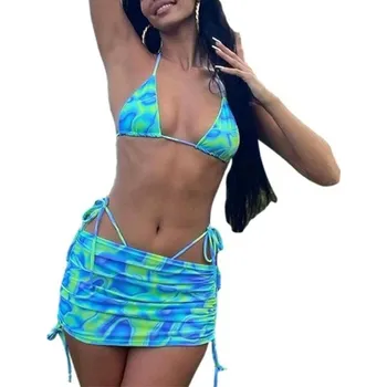 Dámská sukně Dámský crop top a sukně A2844 modrá S