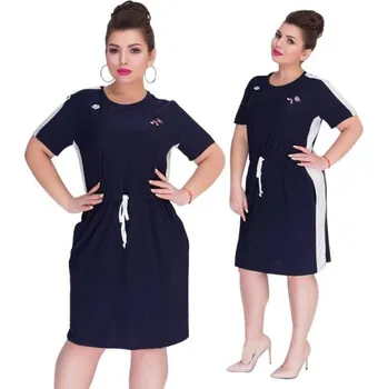 Dámské šaty Dámské sportovní šaty v nadměrných velikostech tmavě modrá 6XL