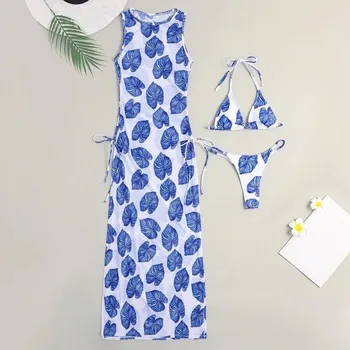 Dámské plavky Dámské bikiny a průsvitné šaty modrá S