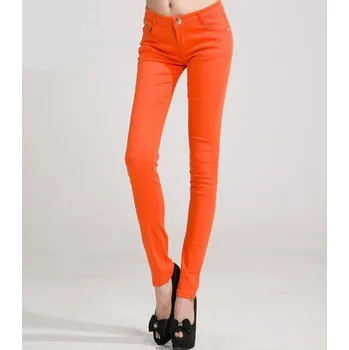 Dámské džíny Dámské stylové džíny - Oranžové 27
