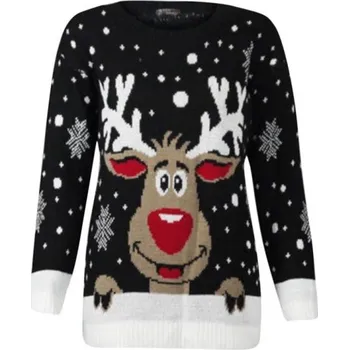 Dárková krabička Dámský vánoční svetr se sobem J1227 Černá