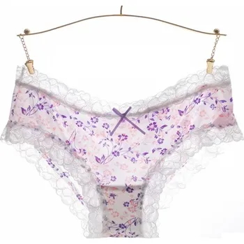 Kalhotky Dámské krajkové kalhotky s květinami J2826 fialová M