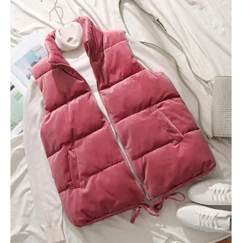 Dámská prošívaná vesta P1949 tmavě růžová S