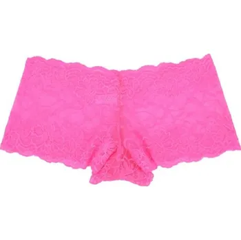 Kalhotky Dámské krajkové šortkové kalhotky růžová XS
