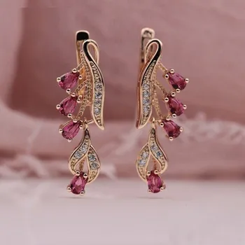 Náušnice Dámské visací náušnice G232 tmavě růžová