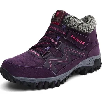 Dámská zimní obuv Dámské kotníkové boty s kožíškem J2369 fialová 38