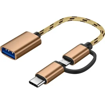 Redukce Adaptér USB-C / Micro USB na USB 3.0 zlatá