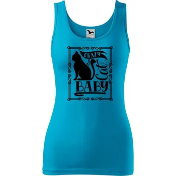 DOBRÝ TRIKO Dámské tílko s potiskem Cat baby Velikost: 2XL, Barva: Tyrkysová