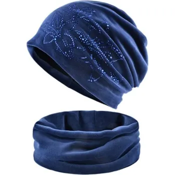 Šála Dámská čepice s nákrčníkem tmavě modrá