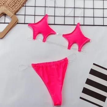 Dámské plavky Dámské sexy bikiny P627 tmavě růžová XS