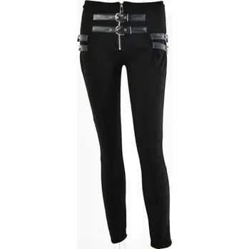 Dámské kalhoty Dámské skinny kalhoty s pásky černá M