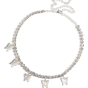 Náhrdelník Dámský kamínkový náhrdelník s motýly 2