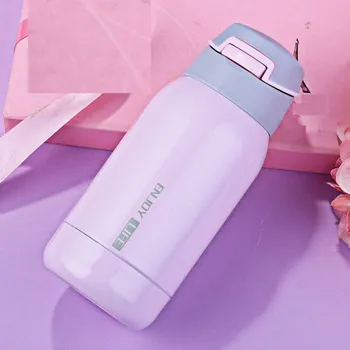 Cestovní lahev s brčkem C190 světle růžová S