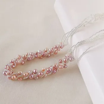 Náhrdelník Dámský perlový náhrdelník M113 světle fialová