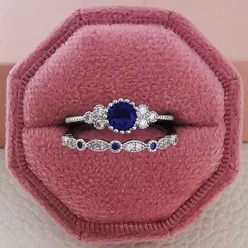 Prsten Dámský prstýnek 2 ks D939 tmavě modrá 8