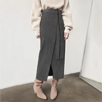 Dámská sukně Dámská dlouhá sukně s vázáním šedá S