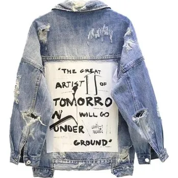 Dámská casual bunda Dámská džínová bunda s potiskem L