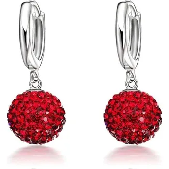 Náušnice Dámské náušnice kruhy s přívěskem kulička A1727 červená