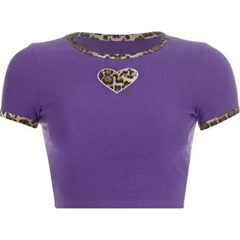 Dámský leopardí crop top fialová XS