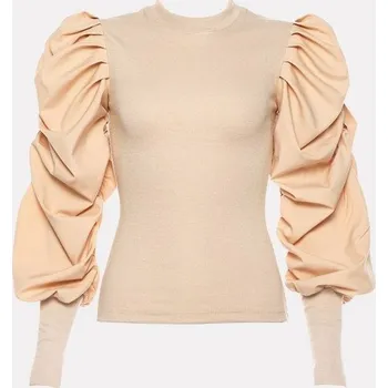 Dámský svetr Dámský svetr s nadýchanými rukávy béžova XS