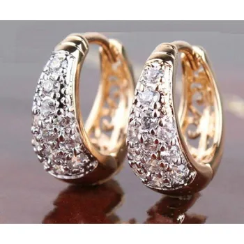 Náušnice Dámské kruhové náušnice se zirkony G370 zlatá