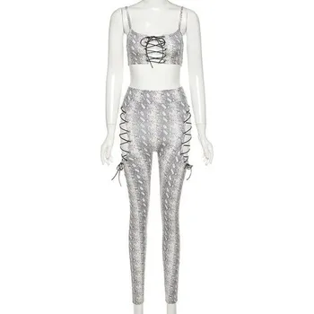 Dámské kalhoty Dámský crop top a kalhoty B946 béžova S