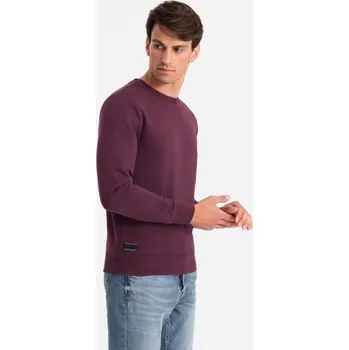 Pánská mikina Ombre Clothing Základní bavlněná pánská mikina ve vínové barvě V3 om-ssbn-0159