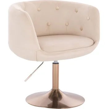 LuxuryForm DESIGN Kosmetické křeslo MONTANA VELUR na zlatém talíři - krémové