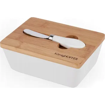 Máslenka máslenka 17x12x7cm bílá+nožík, keramika/bambus Rychlá expedice, doprava zdarma od 999,-