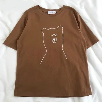 Dámské tričko Dámské tričko s potiskem medvěda hnědá