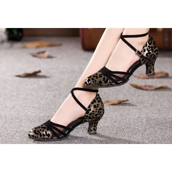 Dámské lodičky Dámské taneční boty - Leopardí lodičky zlatá 39 7 cm
