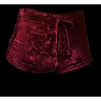 Dámské oblečení Dámské sametové šortky s vysokým pasem J3228 červená M